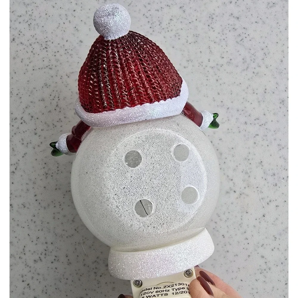 Snowman Skates Wall Night Light Plug In Christmas Decor‎ Acrylic Plastic Glitter